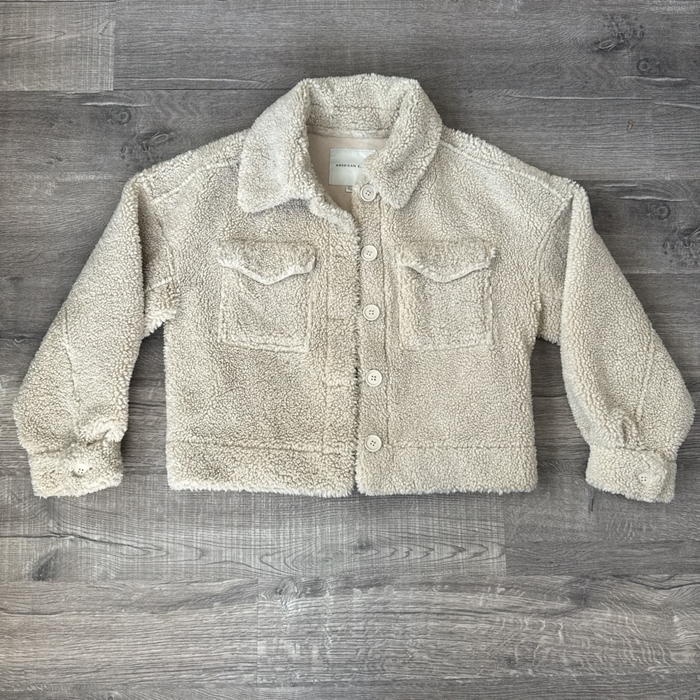 American Eagle Cream Sherpa Jacket